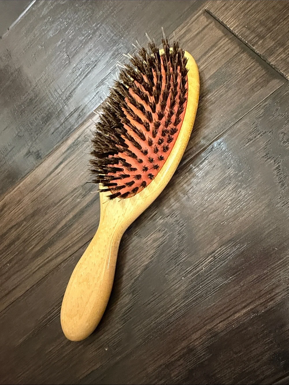 Natural Wood Boar Bristle Hair Brush – Red Cushion